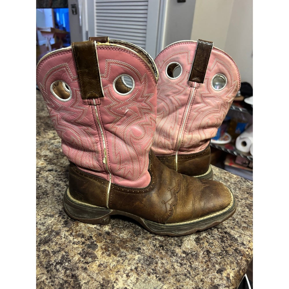 Durango Lady‎ Rebel Womens Western Boots Brown Pink Square Toe RD3474 Size 6.5M